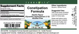 Label for Constipation Formula Vanilla Flavor