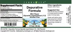 Label for Depurative Formula Mint Flavor