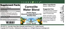 Label for Carmelite Water Blend Vanilla Flavor