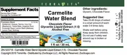 Label for Carmelite Water Blend Chocolate Flavor