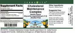 Label for Cholesterol Maintenance Complex Vanilla Flavor