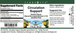 Label for Circulation Support Vanilla Flavor