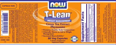 Label for T-Lean Green Tea Extract Phytosome