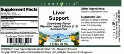 Label for Liver Support Strawberry Flavor