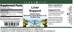Label for Liver Support Vanilla Flavor