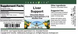 Label for Liver Support Chocolate Flavor