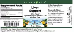 Label for Liver Support Mint Flavor