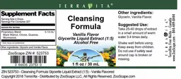 Label for Cleansing Formula Vanilla Flavor