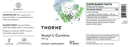 Label for Acetyl-L-Carnitine 500 mg