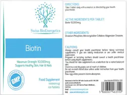 Label for Biotin 10,000 mcg