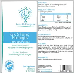 Label for Keto & Fasting Electrolytes Advanced Formula