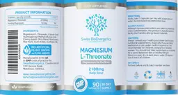 Label for Magnesium L-Threonate 2100 mg