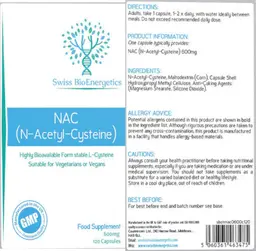 Label for NAC (N-Acetyl-Cysteine) 600 mg