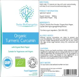 Label for Organic Turmeric Curcumin 500 mg