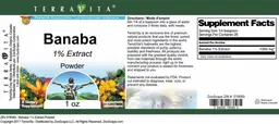 Label for Banaba 1% Extract Powder