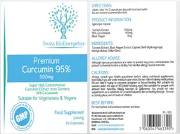 Label for Premium Curcumin 95% 500 mg