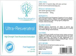 Label for Ultra-Resveratrol 150 mg