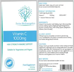 Label for Vitamin C 1000 mg