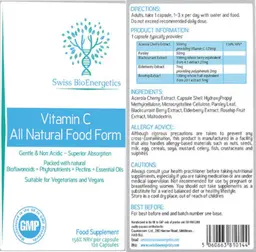 Label for Vitamin C All Natural Food Form