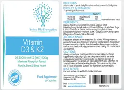 Label for Vitamin D3 3000 IU & K2 100 mcg