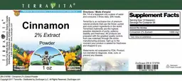 Label for Cinnamon 2% Extract Powder