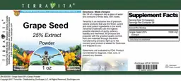 Label for Grape Seed 25% Extract Powder