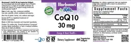 Label for CoQ10 30 mg