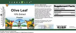Label for Olive Leaf 10% Extract Powder