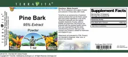 Label for Pine Bark 95% Extract Powder