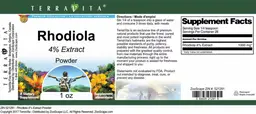 Label for Rhodiola 4% Extract Powder