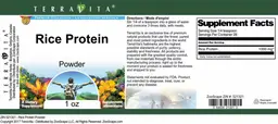 Label for Rice Protein Powder