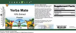 Label for Yerba Mate 10% Extract Powder