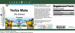 Label for Yerba Mate 8% Extract Powder