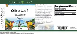 Label for Olive Leaf 6% Extract Powder