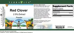 Label for Red Clover 2.5% Extract Powder