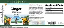 Label for Ginger 2% Extract Powder