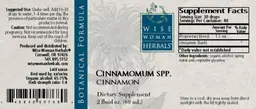 Label for Cinnamomum Spp. Cinnamon