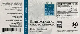 Label for Echinacea Ang. Organic Echinacea