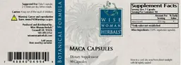 Label for Maca Capsules