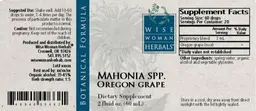 Label for Mahonia Spp. Oregon Grape
