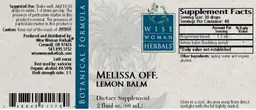 Label for Melissa Off. Lemon Balm