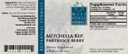 Label for Mitchella Rep. Partridge Berry