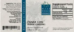 Label for Panax Gin. Asian Ginseng
