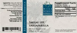 Label for Smilax Spp. Sarsaparilla