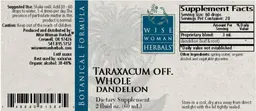 Label for Taraxacum Off. Whole Dandelion