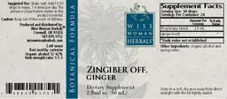 Label for Zingiber Off. Ginger