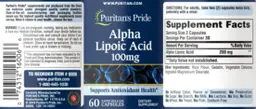 Label for Alpha Lipoic Acid 100 mg