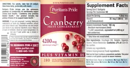 Label for Cranberry plus Vitamin D3