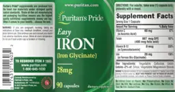 Label for Easy Iron 28 mg