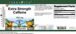 Label for Extra Strength Caffeine 450 mg